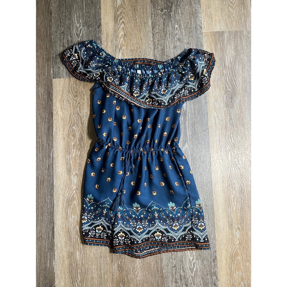 Xhilaration Floral Shorts Womens Small Blue Excellent Elastic Waist Boho